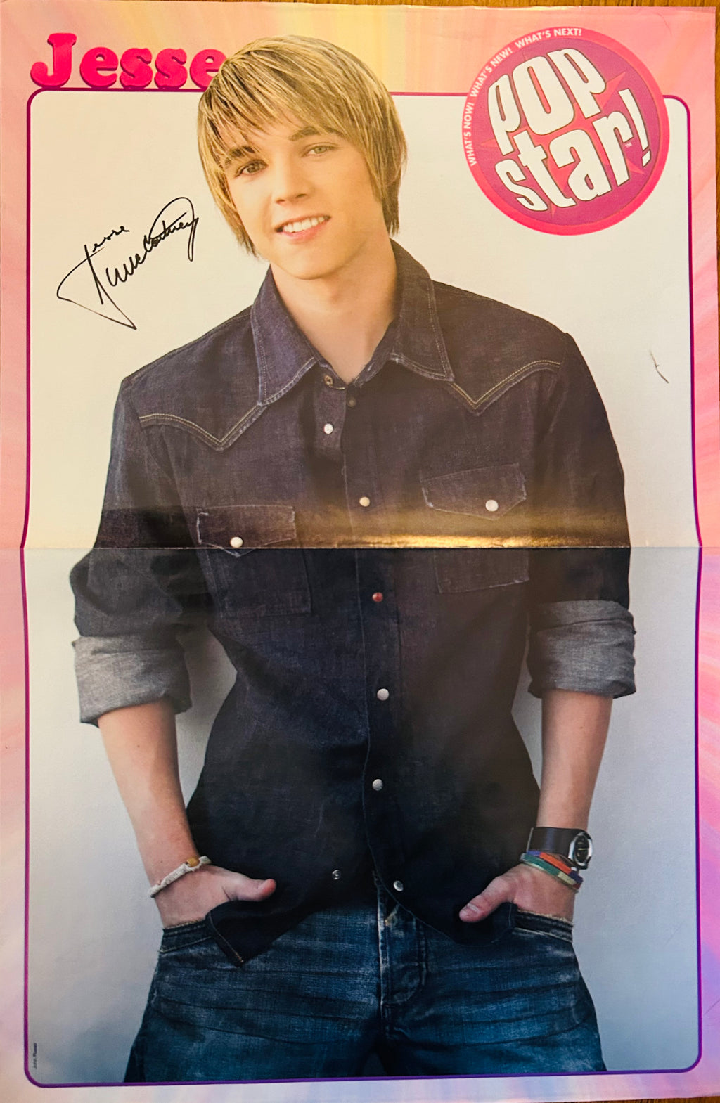 JoJo Pop Star portrait side of double-sided poster with printed signature