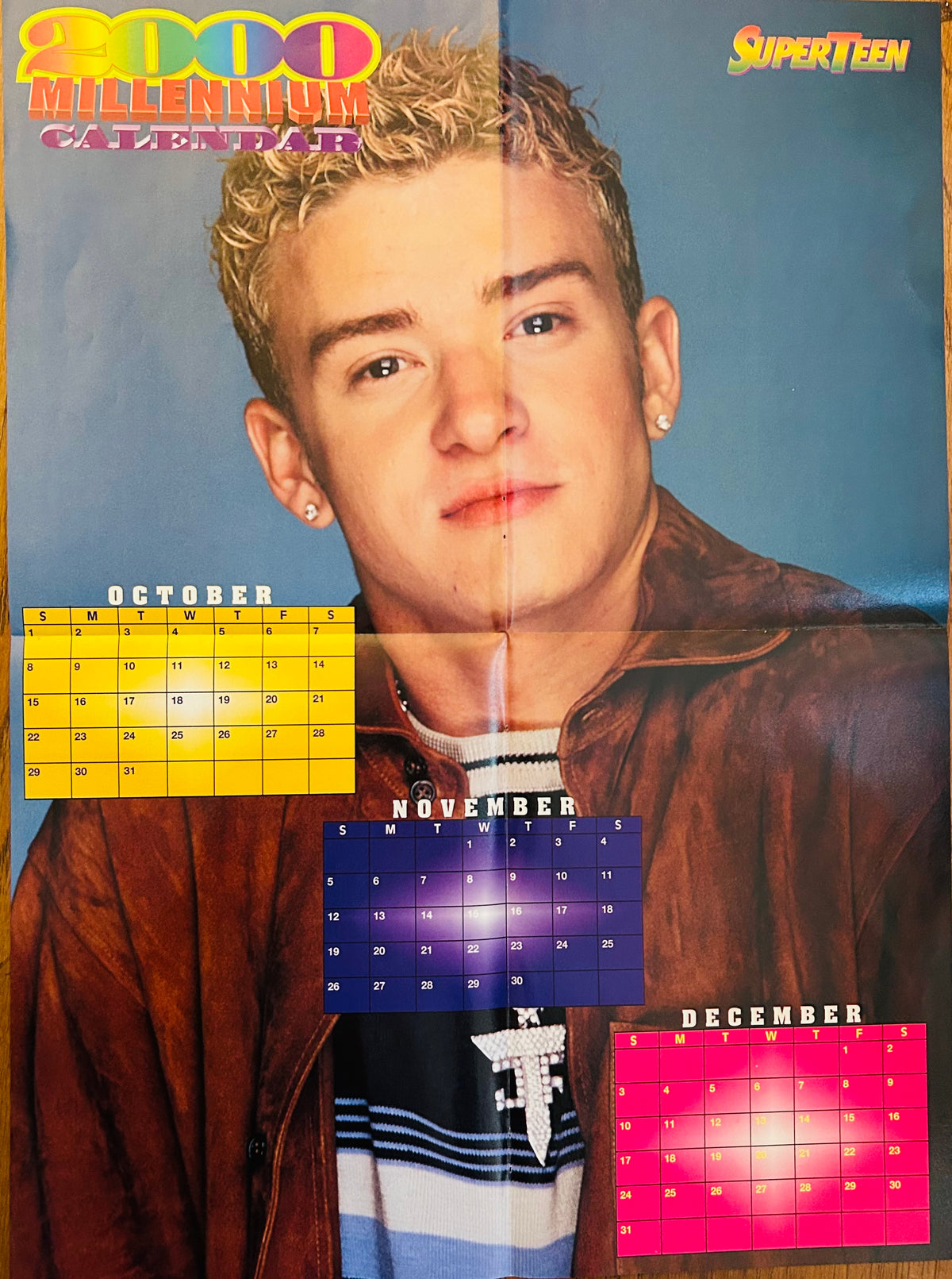2000 Millennium SuperTeen calendar poster July August September portrait side