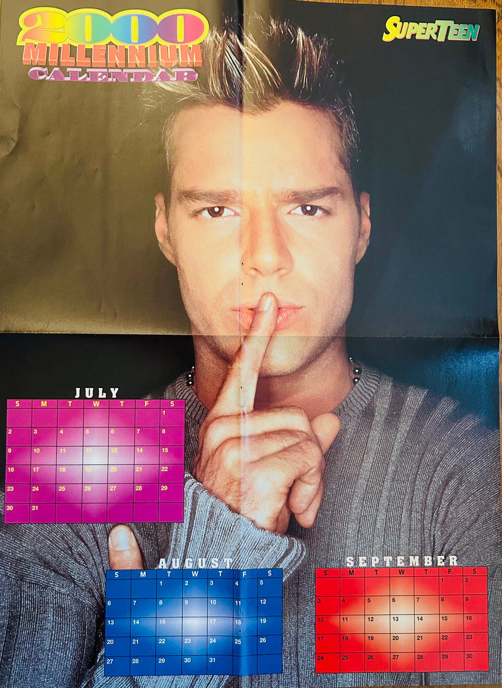 2000 Millennium SuperTeen calendar poster October November December portrait side