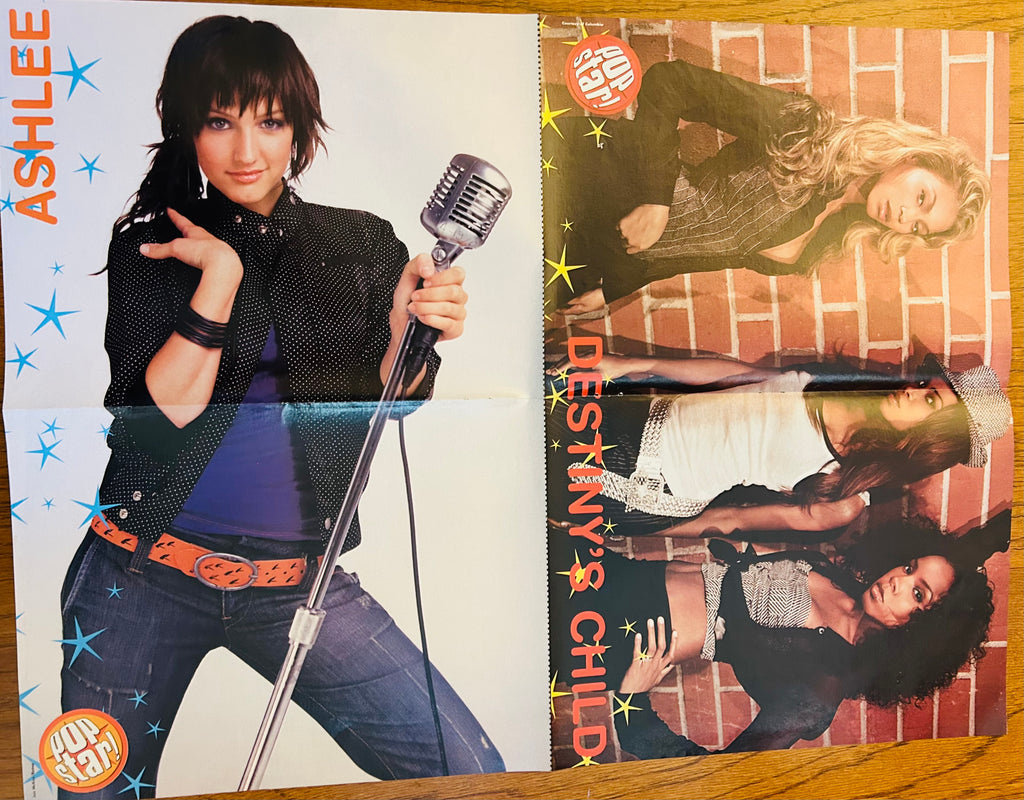 Ashlee Simpson and Destiny's Child poster photographed with center fold visible