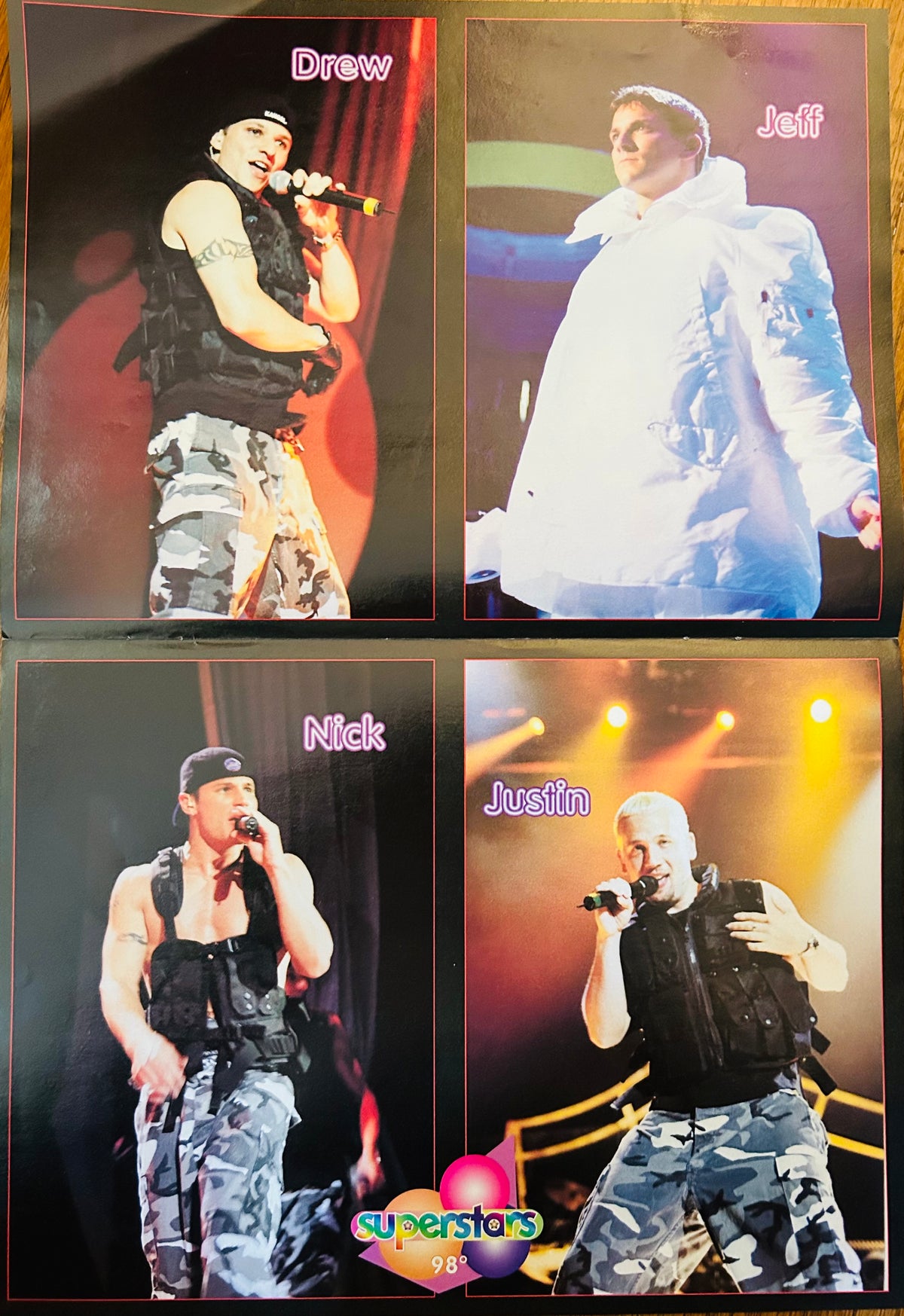 98 Degrees member performance photos on Superstars '98 poster