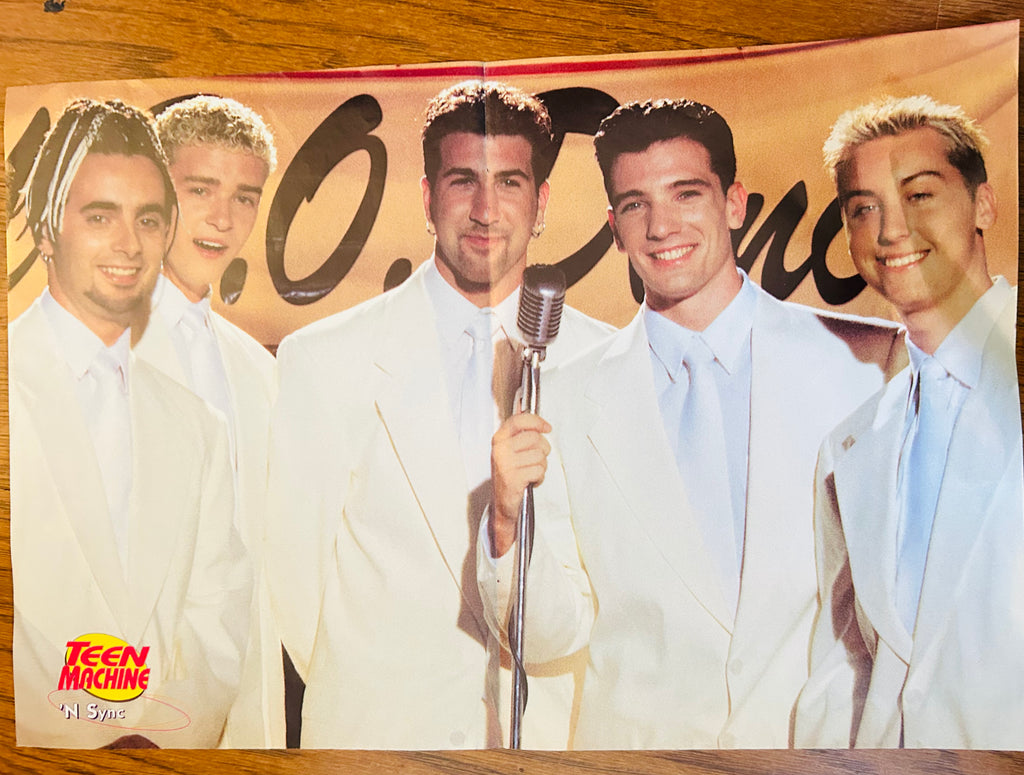 NSYNC in white suits side of double-sided Teen Machine poster