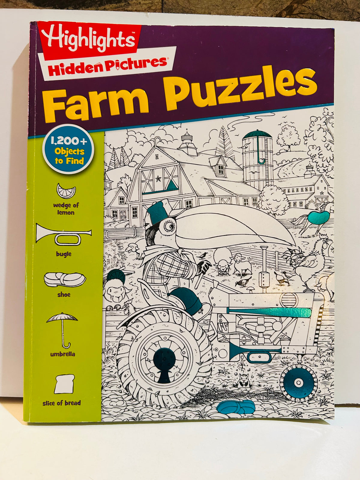 Highlights Hidden Pictures Farm Puzzles activity book cover