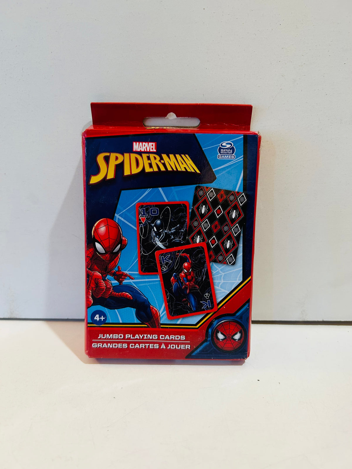 Box of Marvel Spider-Man jumbo playing cards, age 4+