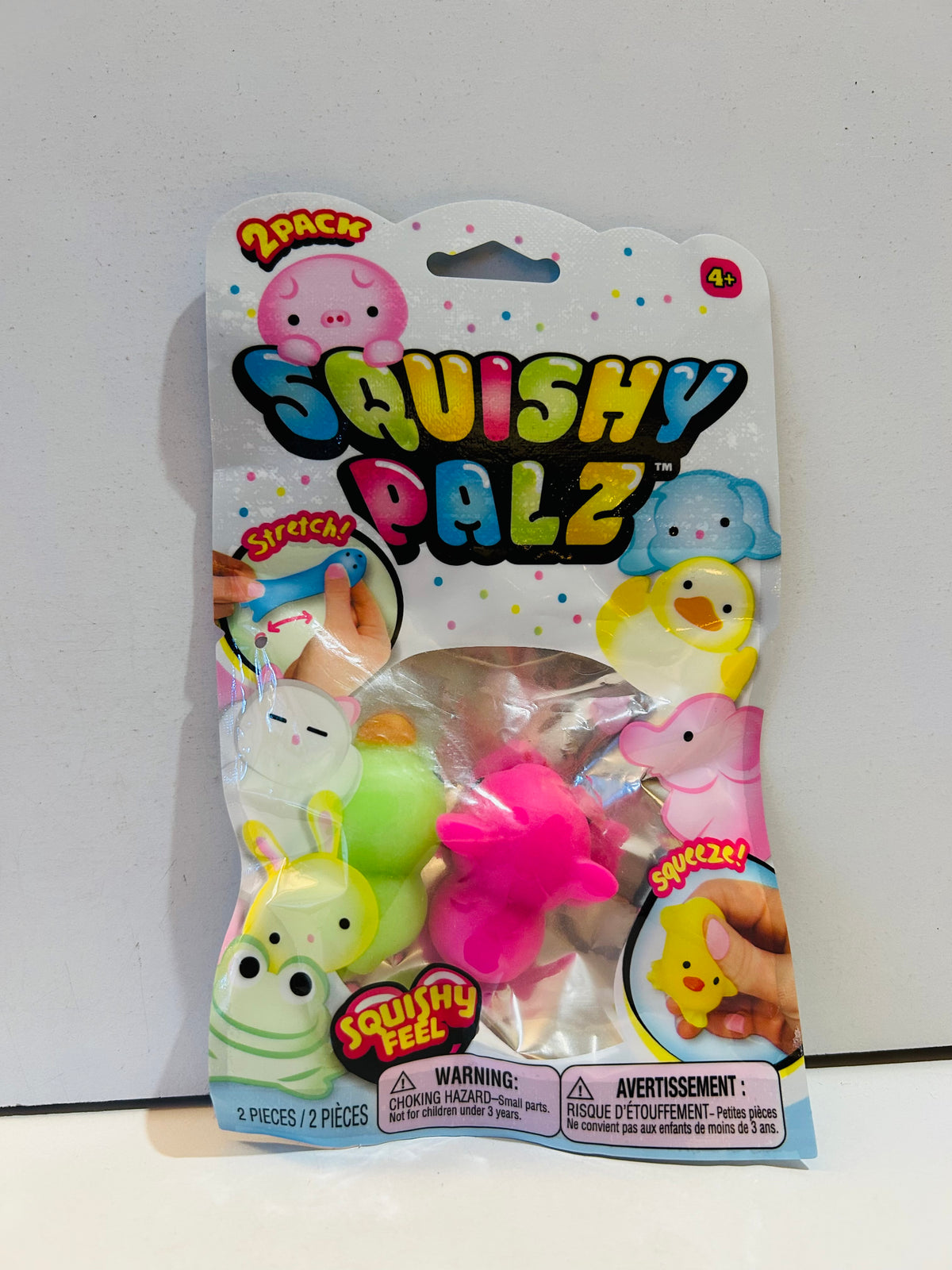Ja-Ru Squishy Palz two-pack in package with colorful squishy toys