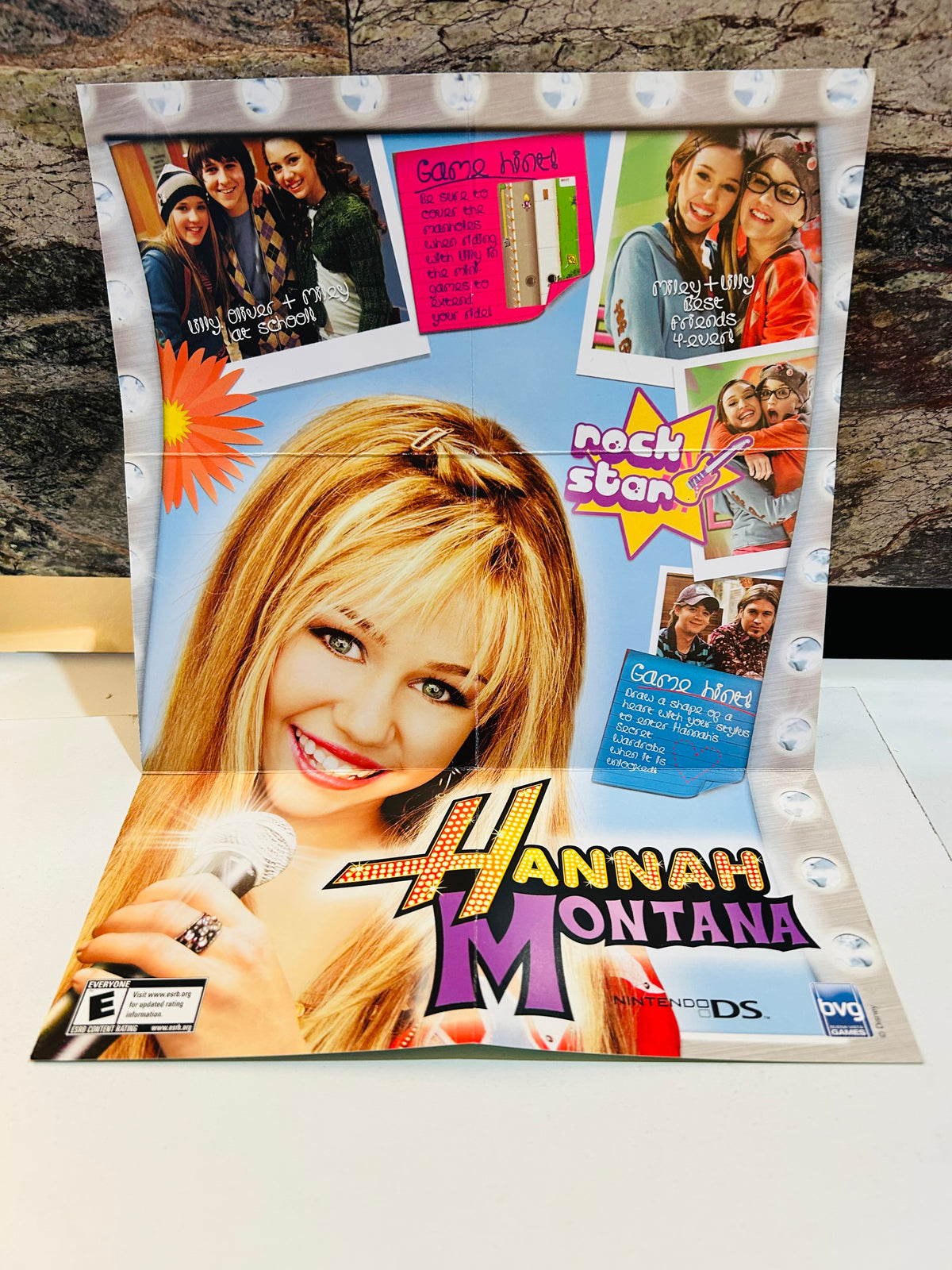 Hannah Montana Nintendo DS Rock Star promotional poster front with folds