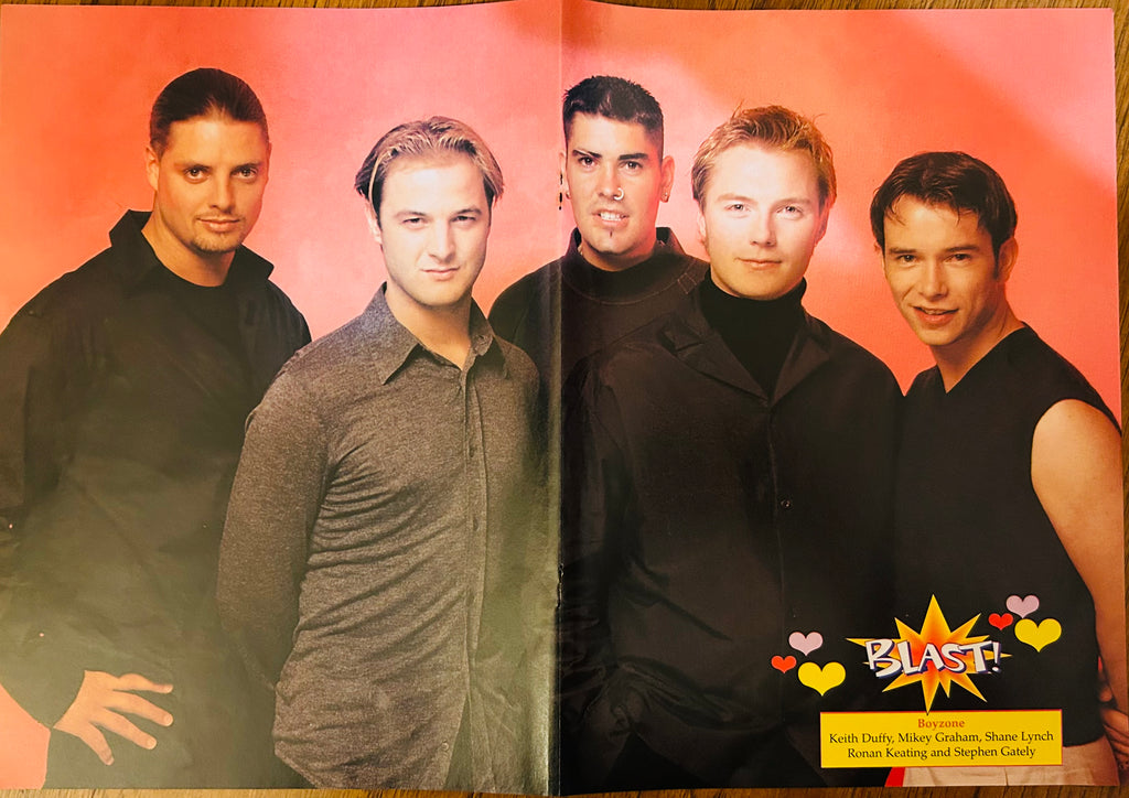 Boyzone Keith Duffy Mikey Graham Shane Lynch Ronan Keating Stephen Gately Blast! Magazine Poster 11x16 back side