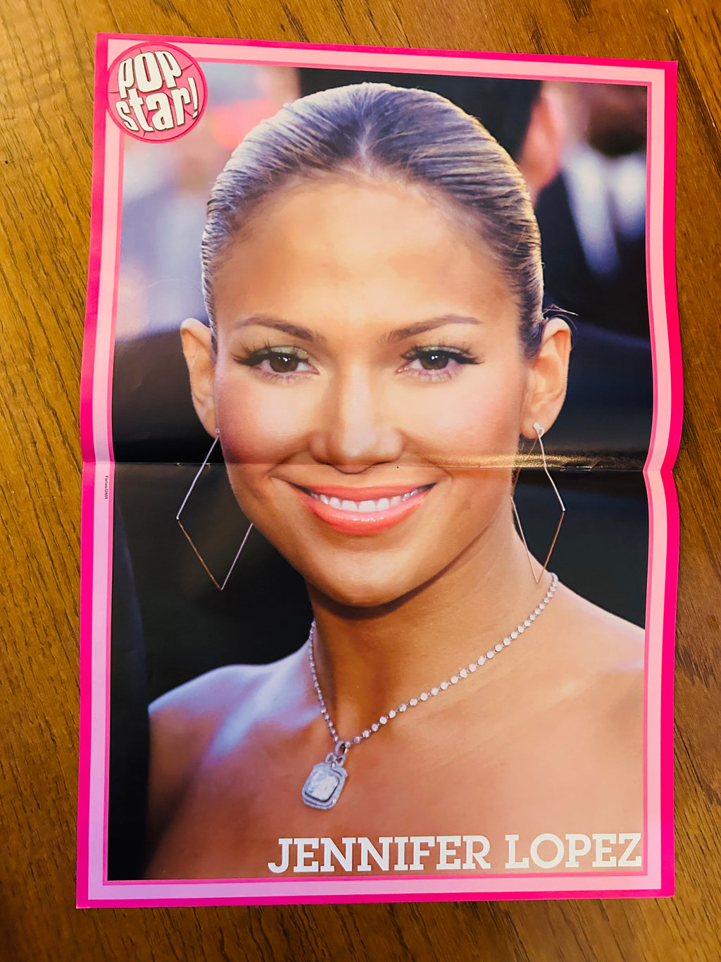Jennifer Lopez side of double-sided Pop Star poster with pink border