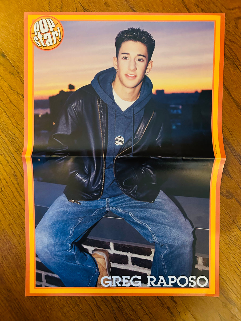 Greg Raposo side of double-sided Pop Star poster with orange border