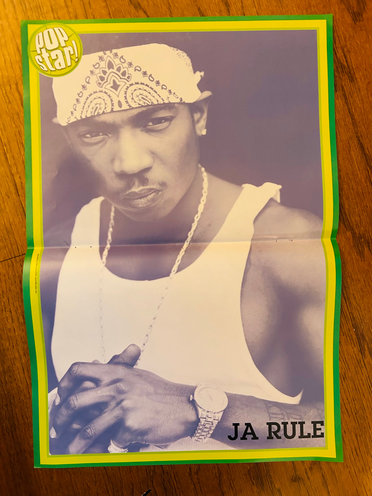 Ja Rule side of double-sided Pop Star poster with green and yellow border