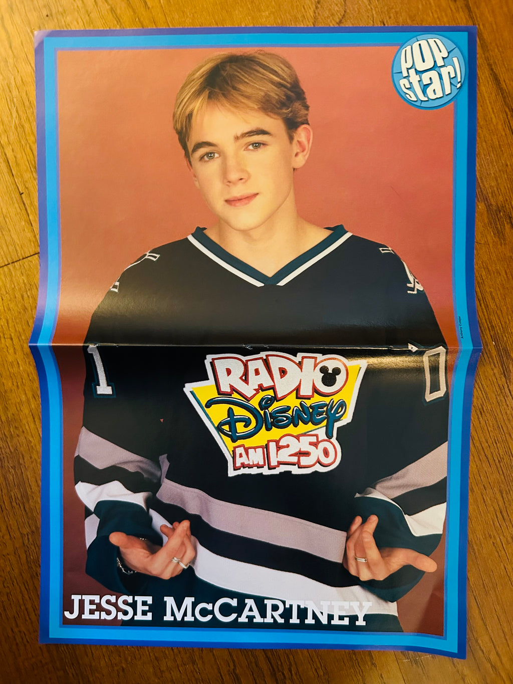 Jesse McCartney side of the double-sided Pop Star poster with blue border and Radio Disney jersey