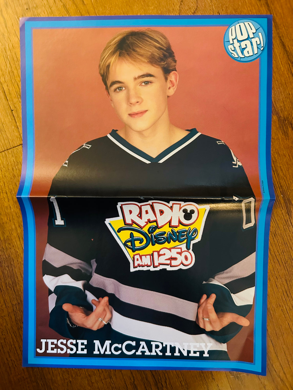 Jesse McCartney side of the double-sided Pop Star poster with blue border and Radio Disney jersey