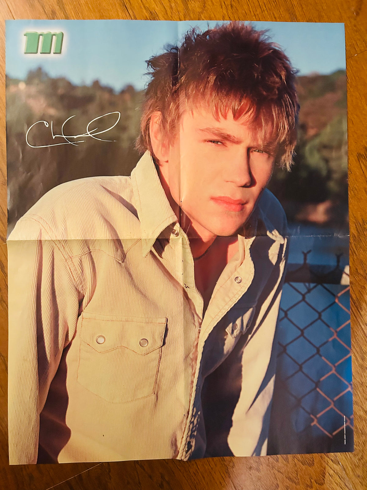 Chad Michael Murray poster reverse with signature-style graphic and visible fold creases