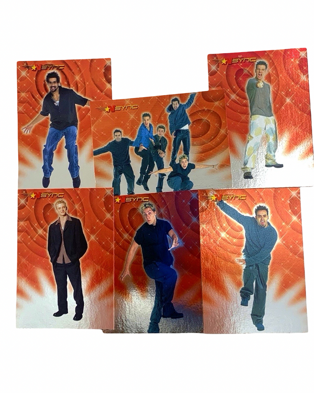 NSYNC 2000 Faves Red Swirl Trading Card Set #8-13 - All 6 Cards