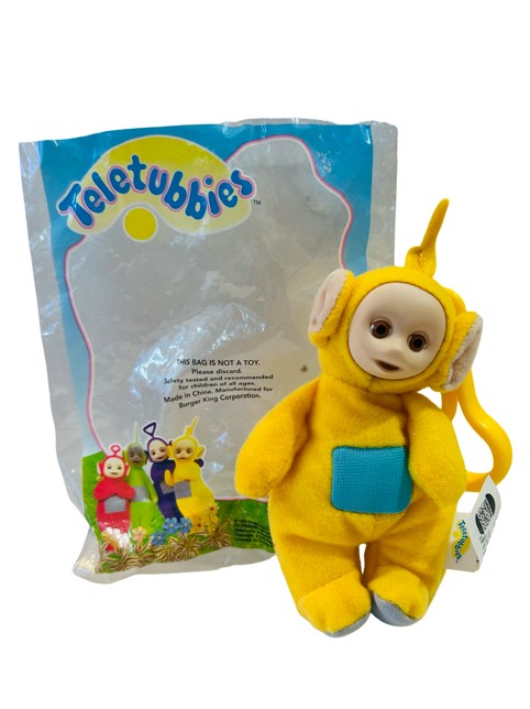 🌟 Vintage Teletubbies Laa-Laa Clip-On Plush Toy — Burger King Kids Meal (1998) 🟡