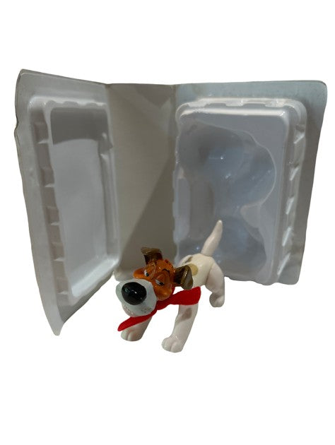 Dodger white dog figure with red bandana in original clamshell packaging from Oliver and Company