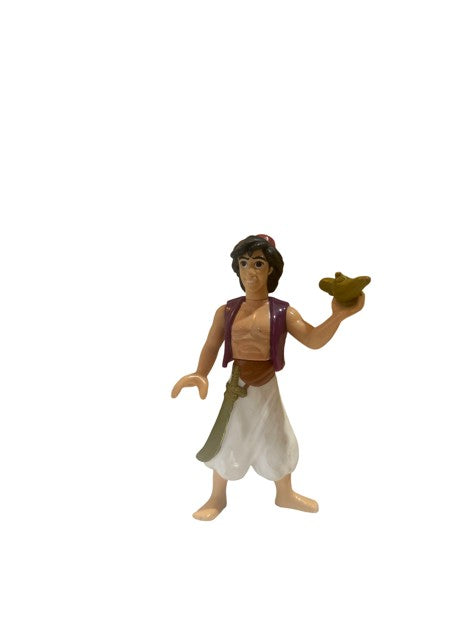 Aladdin PVC action figure holding magic lamp in purple vest and white pants