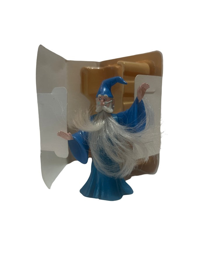 Merlin wizard PVC figure in blue robes in open clamshell case