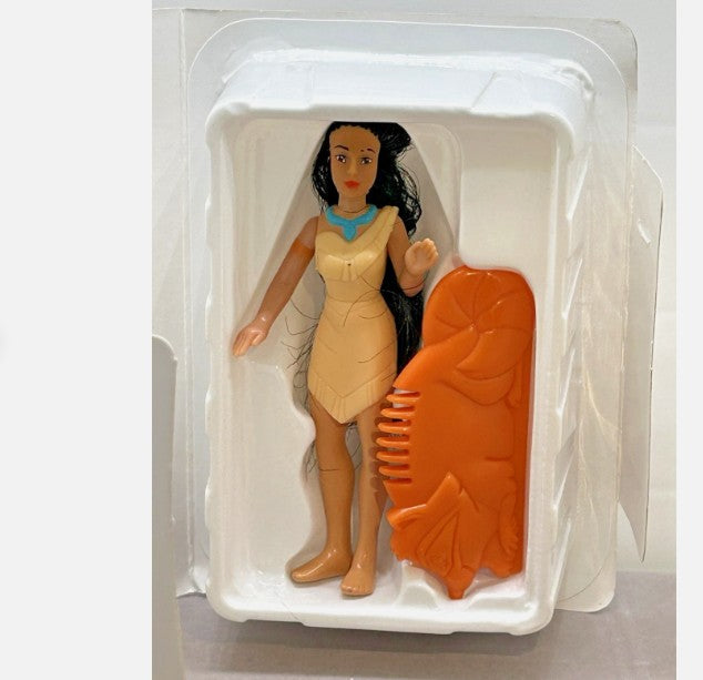 Pocahontas action figure with orange canoe accessory in original white tray packaging