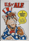 U.S. of ALF checklist card featuring ALF as Uncle Sam saying I Want You To Collect All 50 States