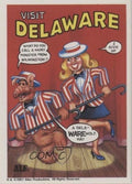 U.S. of ALF Delaware sticker featuring ALF and woman in vaudeville outfits doing a Delawarewolf comedy routine on stage