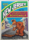 U.S. of ALF New Jersey sticker featuring ALF crouched on sidewalk staring at single wooden plank saying Well with city buildings in background