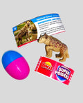 Yowie Spotted Hyena tan spotted figurine with surprise egg and fact card