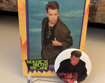 New Kids on the Block 1989 Donnie Trading Card #77 and Pin