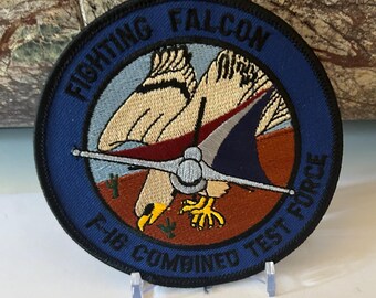 F-16 Falcon Vintage Embroidered Patch Combined Test Force