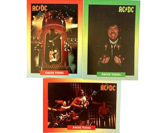 ACDC Angus Young 1991 Trading Card Collection (3 Cards)