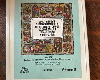 Walt Disney Dumbo Cinderella Shirley Temple 8 Track Tape 1976 - Sold AS IS