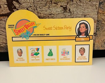 Sweet Valley High 1988 Game Board Display 6 by 10 inches, Yellow Style