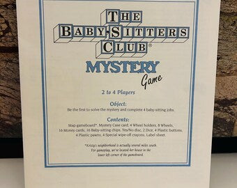 Babysitters Club 1992 Mystery Game Instructions