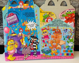 Muppets Happy Meal 1994 Box, Party Favor Box, Little Mermaid, 101 Dalmatians