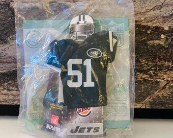 New York Jets Toy Jersey #51 NFL Burger King Toy, Jonathan Vilma