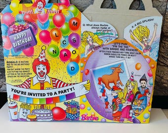 Barbie and Sonic Happy Meal 1994 Box, Party Favor Box