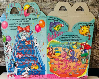 Little Mermaid, 101 Dalmatians Happy Meal 1994 Box, Party Favor Box, Muppets