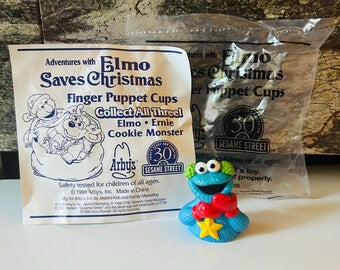 Sesame Street Cookie Monster Finger Puppet 1998 Arbys Toy