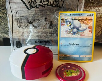 Pokemon Alolan Sandshrew Toy with Card Happy Meal Toy