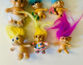 Six Mini Little Vintage Trolls Toys