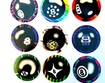 Choose a Pog from Eight Ball Caps Collection, Party Favors, 90s Pogs
