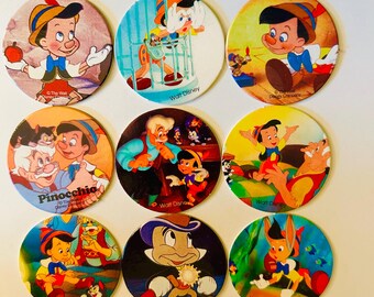 Pinocchio Vintage Disney Pogs (1.75 inch)  Choose a Pog (Party Favors, Stocking Stuffers)
