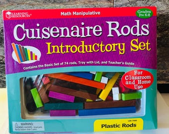Plastic Rods Cuisenaire Rods Introductory Classroom Set, 74 Rods with Tray with Lid and Teacher's Guide