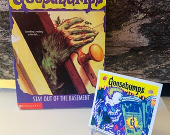 Stay out of the Basement Reprint Goosebumps Book #2 with RARE 1995 Curly Goosebumps Sticker
