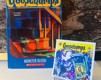 Monster Blood Reprint Goosebumps Book #3 with RARE 1995 Curly Goosebumps Sticker