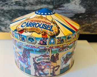 Hershey Park Tin Carousel 1996 Empty Storage Container