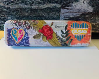 Brighton Jewelry or Pencil Vintage Tin 9.5x3