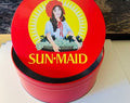 Sun Maid Tin Cake Container 7" Empty Storage Vintage Container