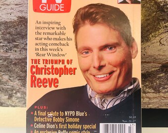 Christopher Reeve Cover 1998 TV Guide, Buffy Comic, Celine Dion, NYPD Blue