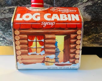 Log Cabin 1987 Vintage Tin 4.5x5